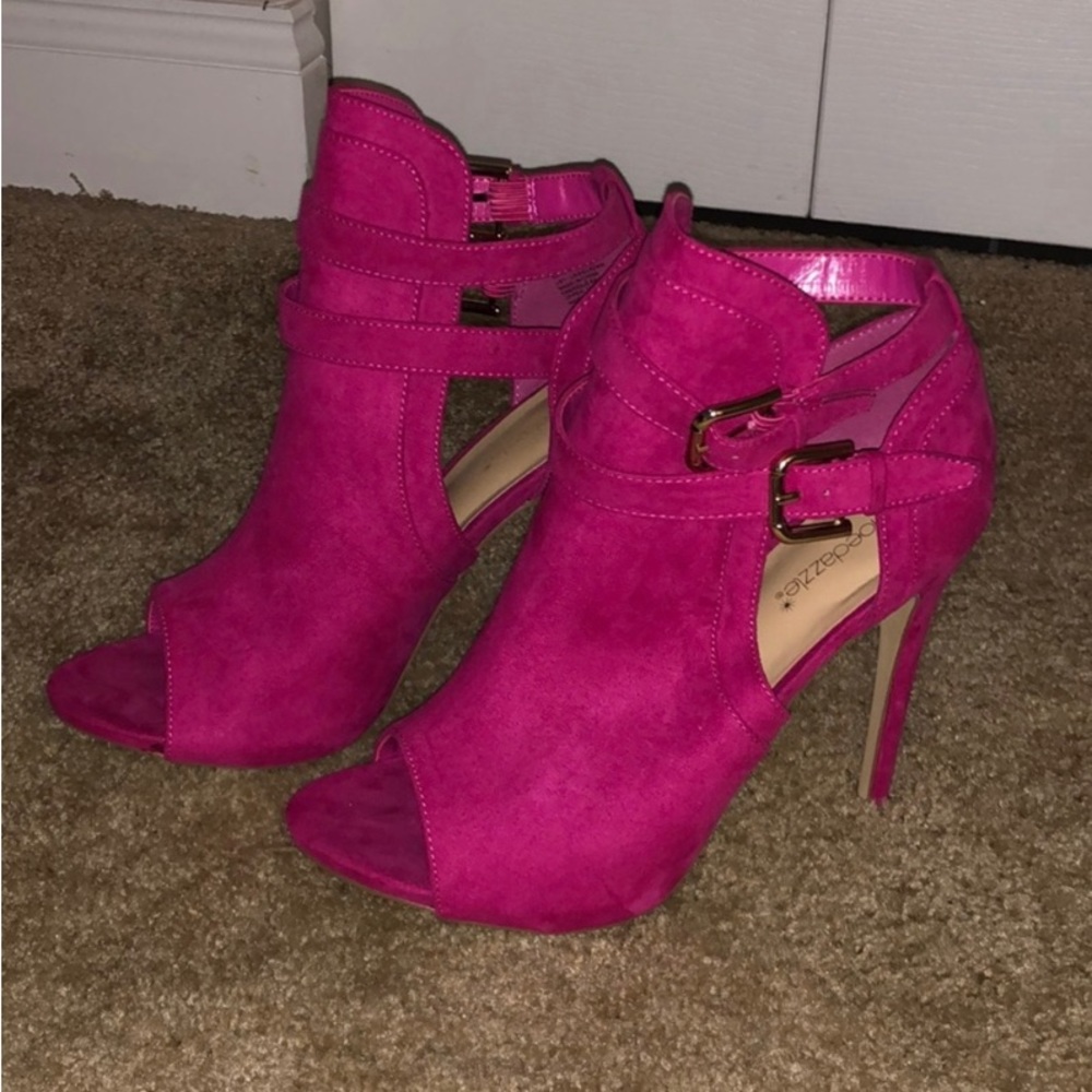 Pink Heels with Gold Buckles